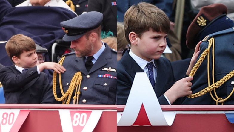 Rozbrajające sceny przed Pałacem Buckingham: książę Louis strząsnął paproch z marynarki ojca, po czym pociągnął za sznur galowy