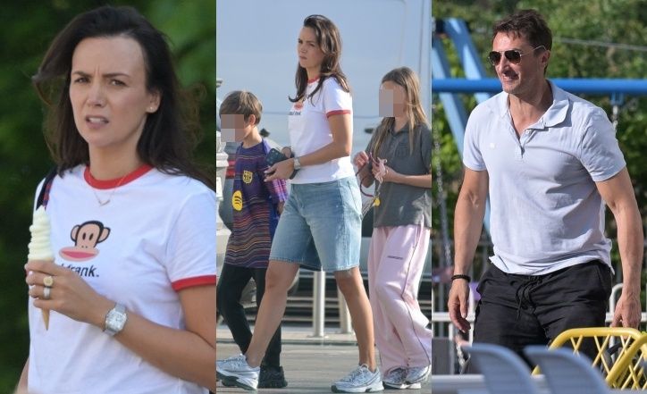 Naturalna Paulina Krupińska i Sebastian Karpiel-Bułecka uskuteczniają wypad na lody z dziećmi. Rodzinka jak z obrazka? (ZDJĘCIA)