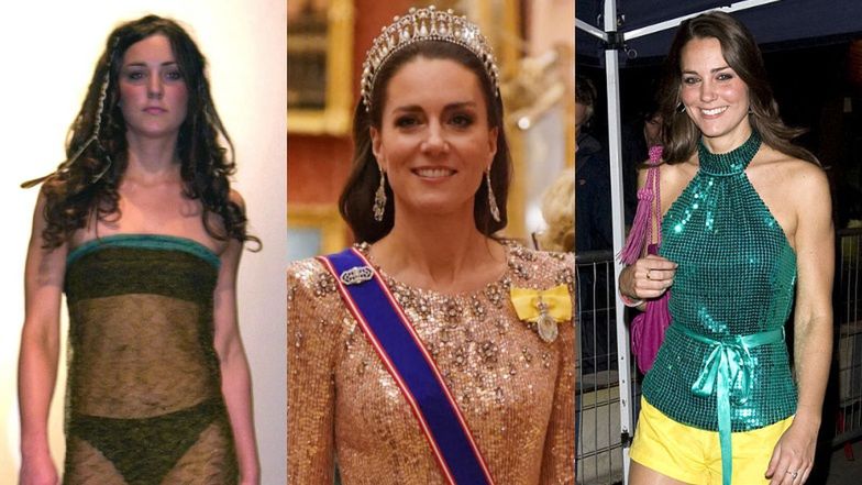 Księżna Kate lubowała się kiedyś w cekinach i paradowała po wybiegach w SAMEJ BIELIŹNIE. Pamiętacie? (STARE ZDJĘCIA)