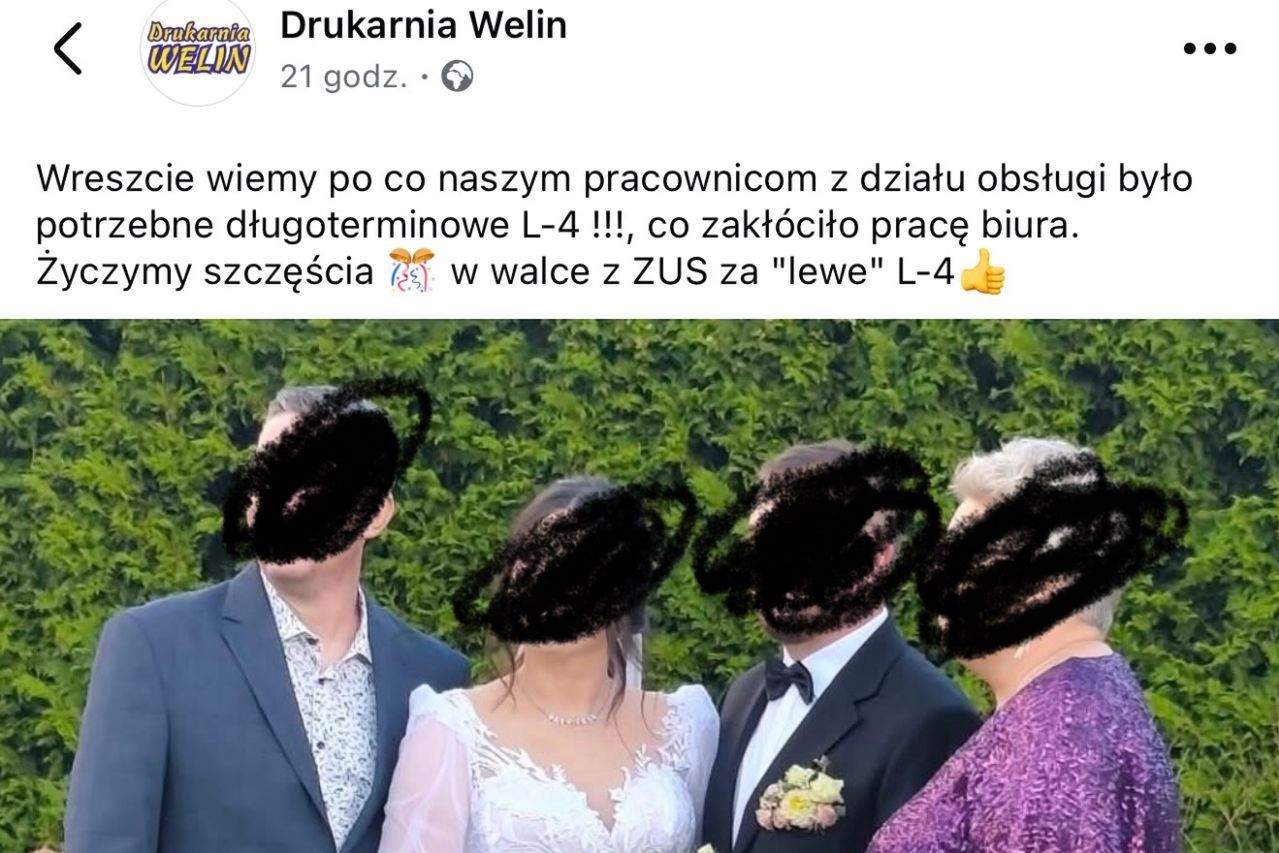 Ta firma sama sobie zrobiła viralowy kryzys. Napiętnowała pracownicę za "lewe" L4