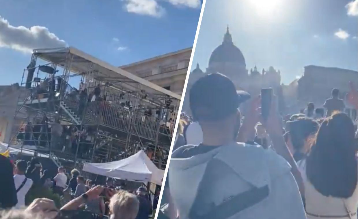 Pierwsze nagrania z placu świętego Piotra. "Clima de fiesta"