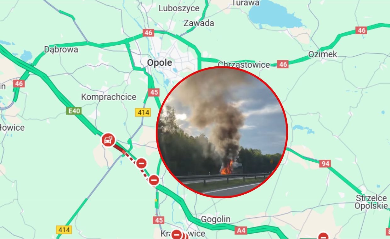 Pożar na autostradzie. Autokarem podróżowała młodzież