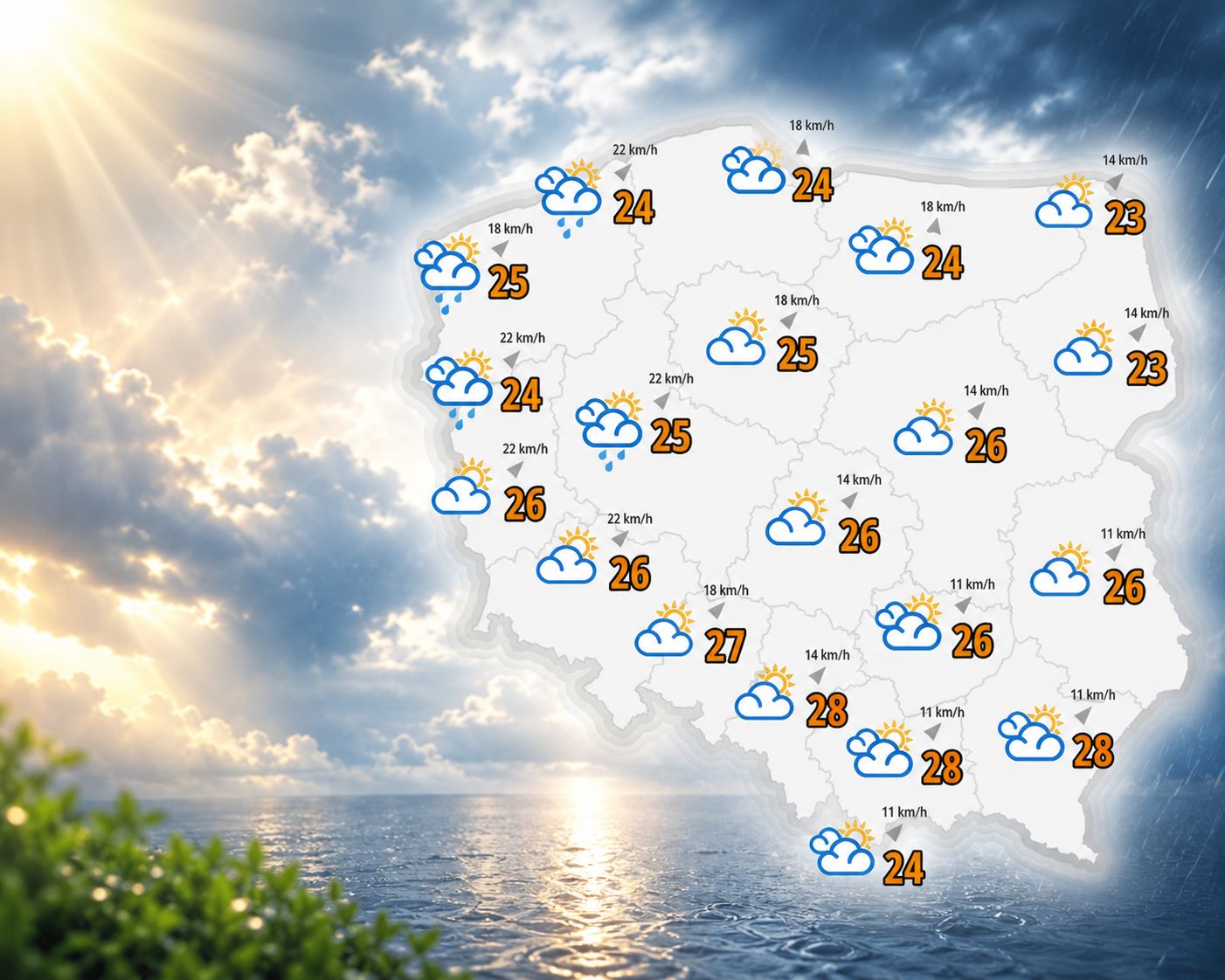 Weekend z deszczem i burzami. Na południu upał