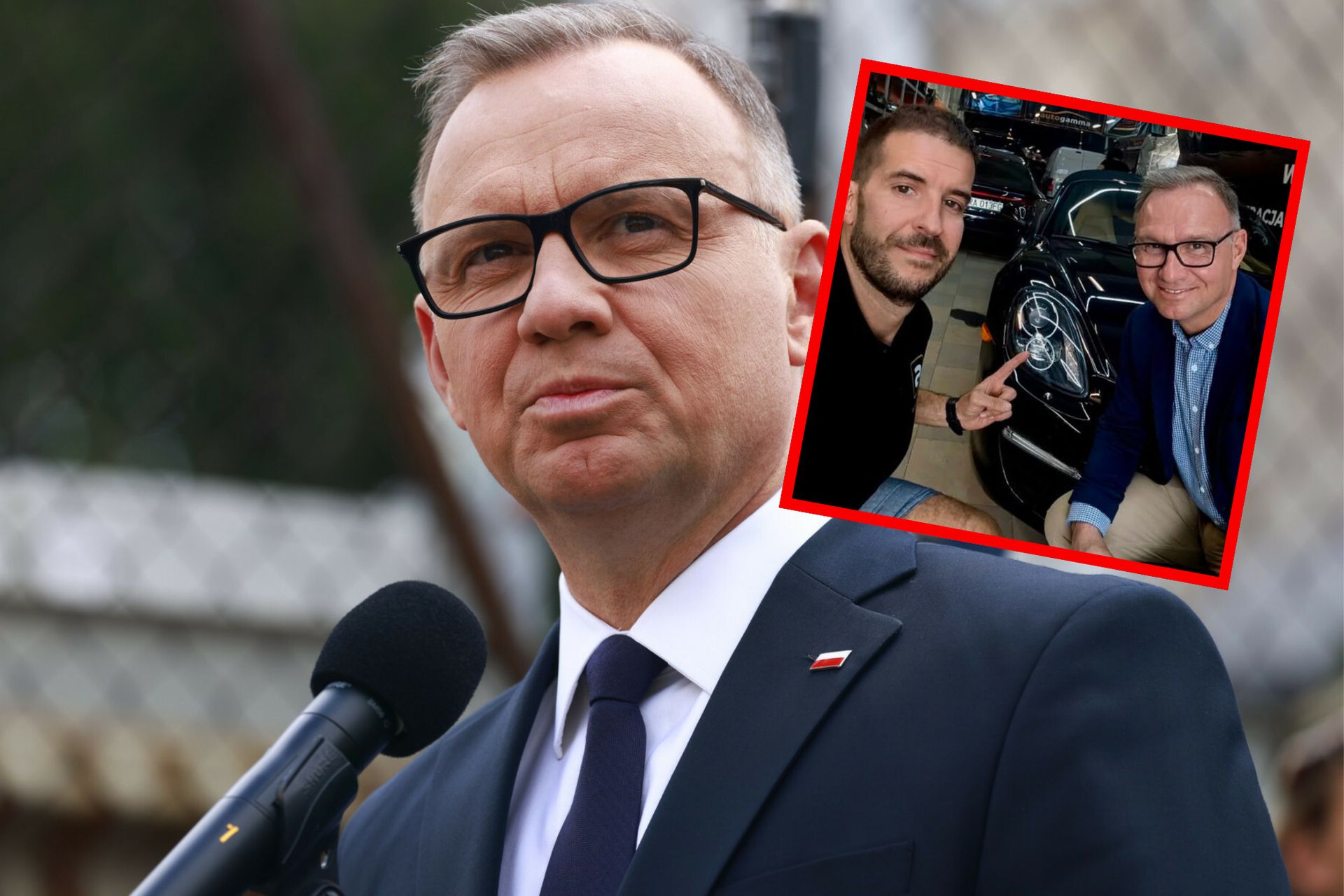 Duda z Porsche w warsztacie. "Siedział grzecznie jak każdy klient"