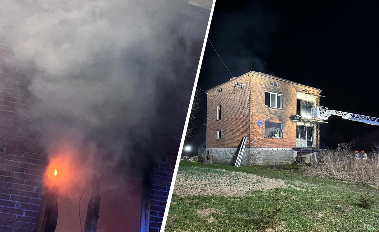 Pożar pustostanu w Sandomierzu. Dwie osoby uciekły na dach