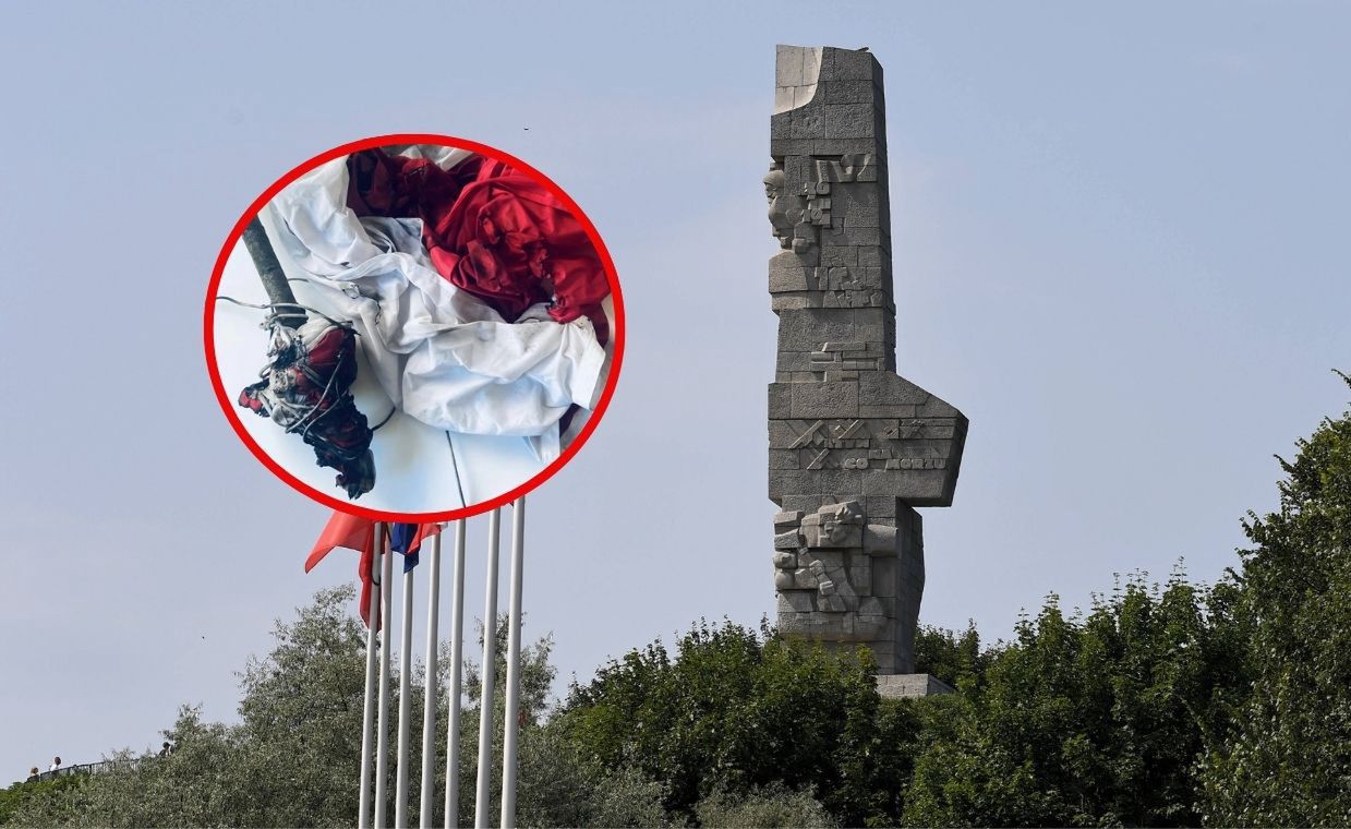Podpalone flagi na Westerplatte. Policja zatrzymała podejrzanego