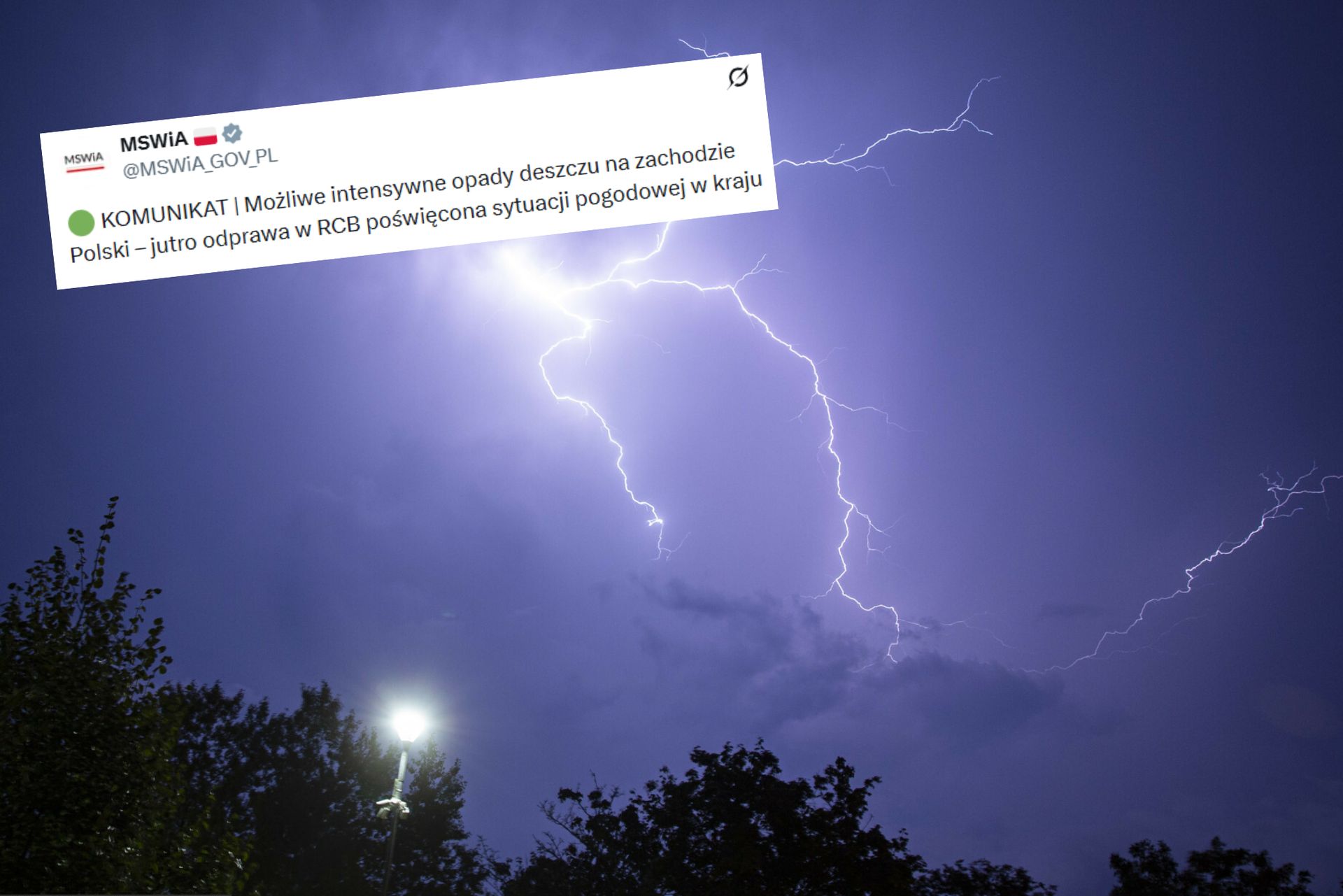 MSWiA zwołuje odprawę w RCB. Intensywny deszcz na zachodzie kraju