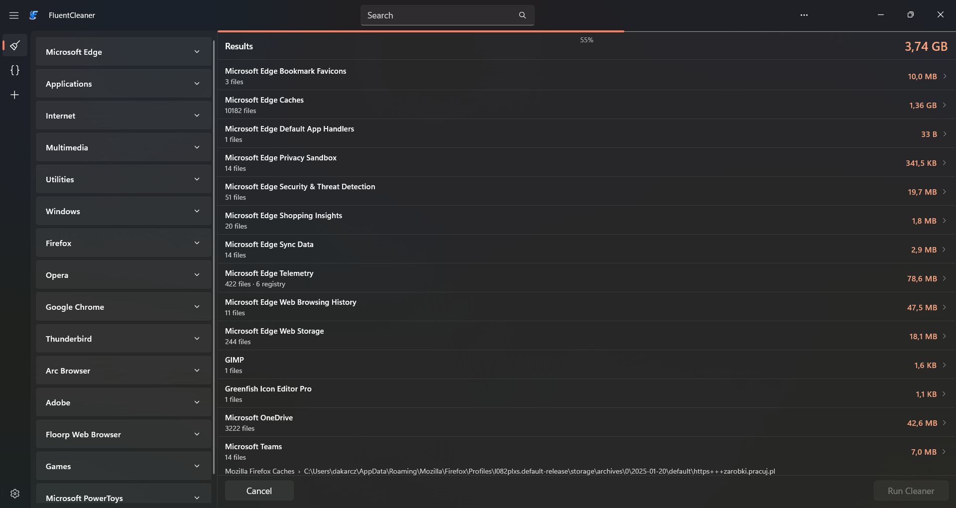 FluentCleaner - darmowa alternatywa dla CCleaner