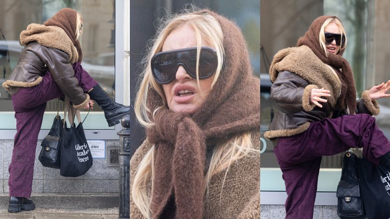 Stylowa Monika Olejnik musiała uporać się z rozwiązaną sznurówką podczas shoppingu (ZDJĘCIA)
