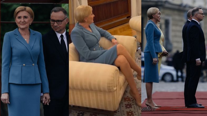 Agata Duda na spotkaniu z pierwszą parą Bułgarii. Do twarzy jej w morskim zestawie?