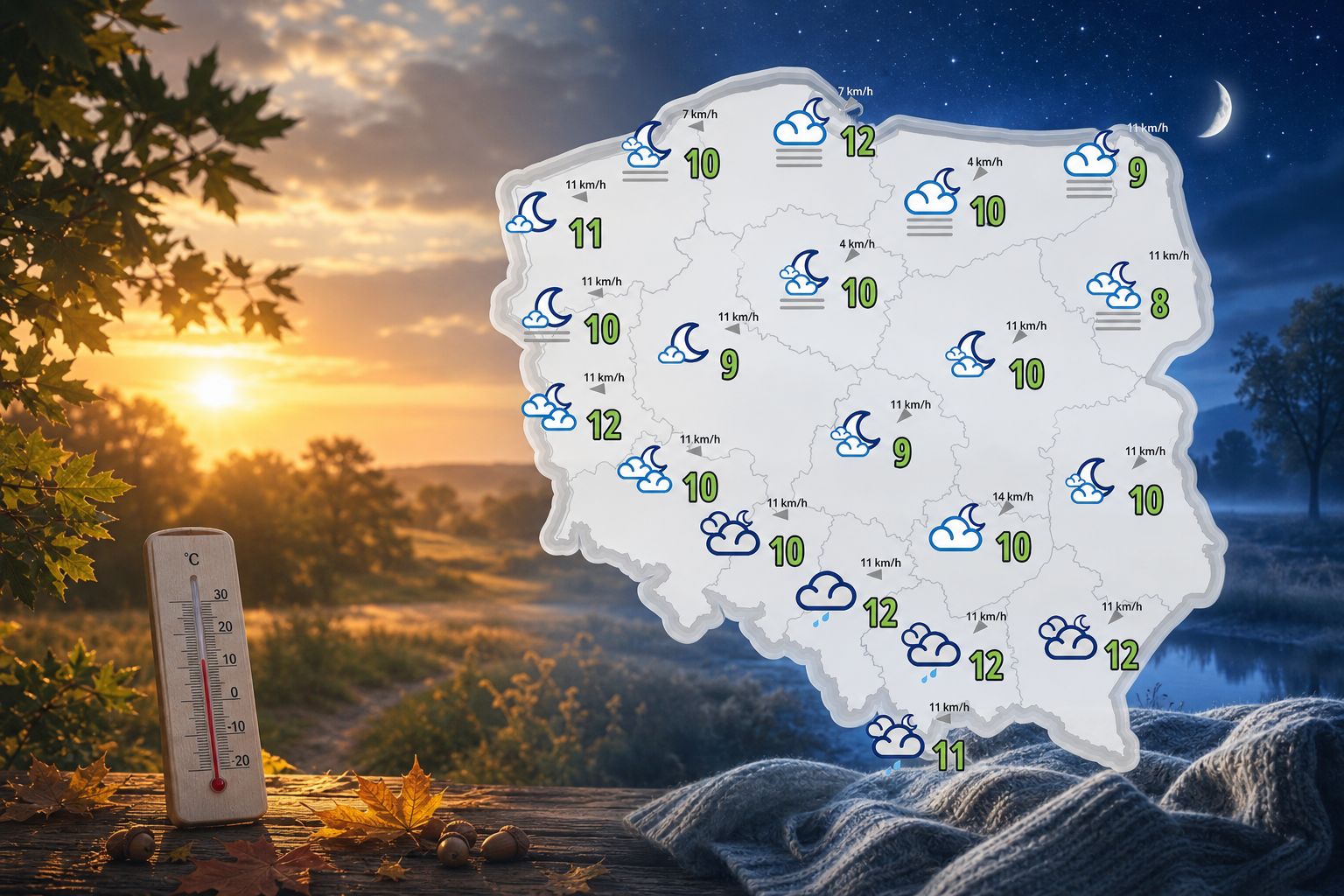 Tylko kilka stopni powyżej zera. Totalny zjazd temperatury w nocy