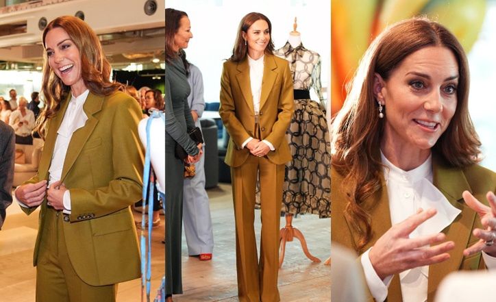 Księżna Kate zachwyca w zgniłozielonym garniturze od Victorii Beckham za 7 tysięcy złotych