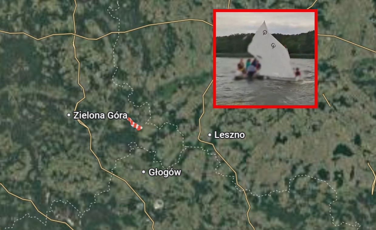 Silny wiatr przewrócił żaglówki z dziećmi na jeziorze Sławskim