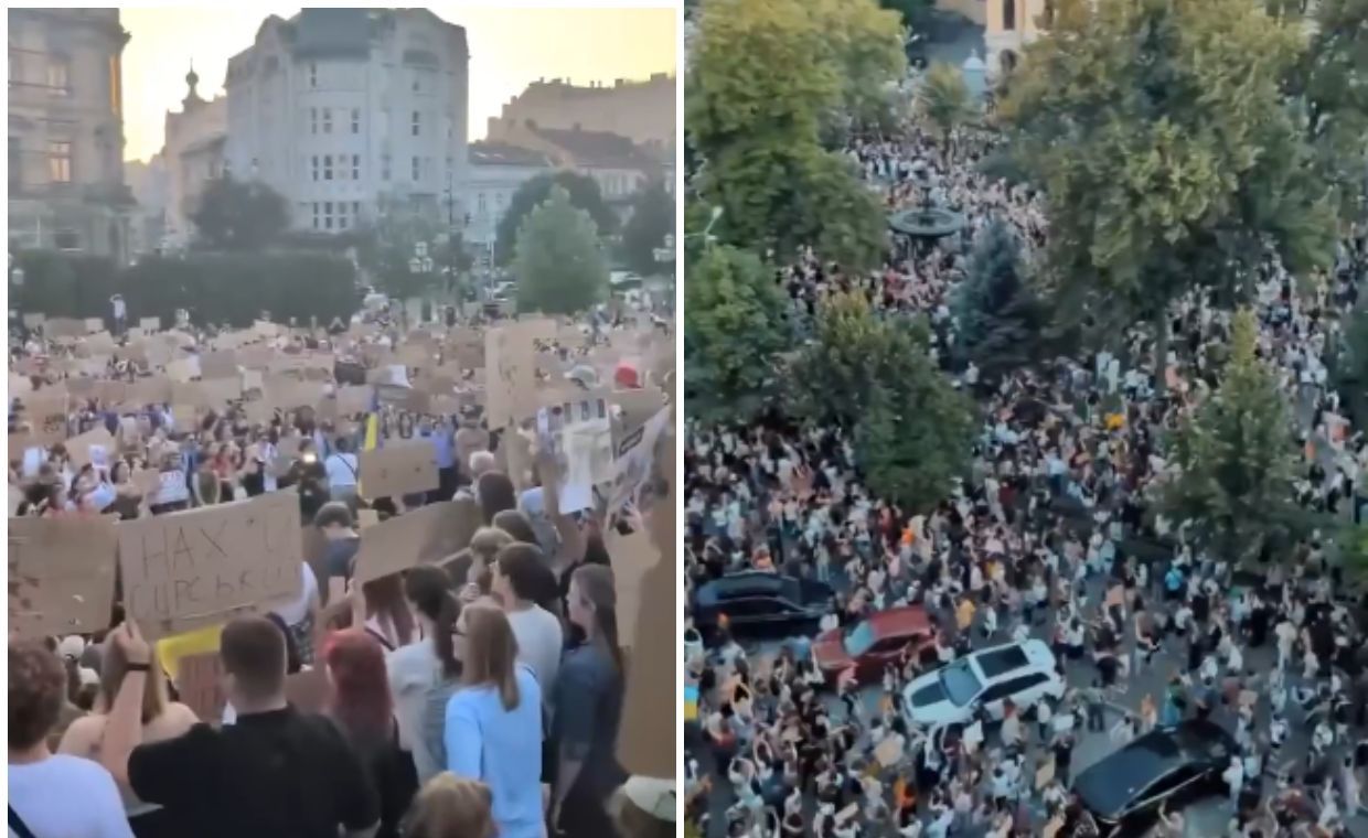 Tysiące wyszły na ulice Kijowa. Protest przeciw decyzji Zełenskiego