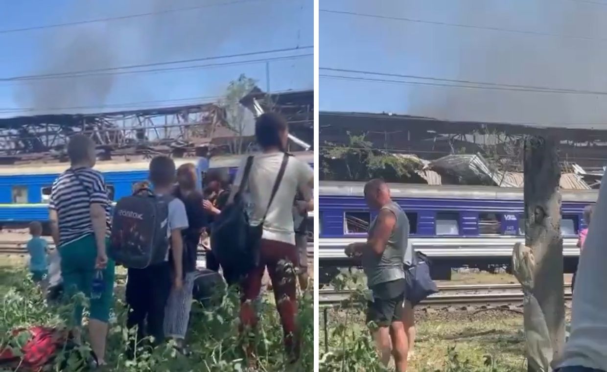 Pociąg pasażerski uszkodzony po rosyjskim ataku. Jest nagranie