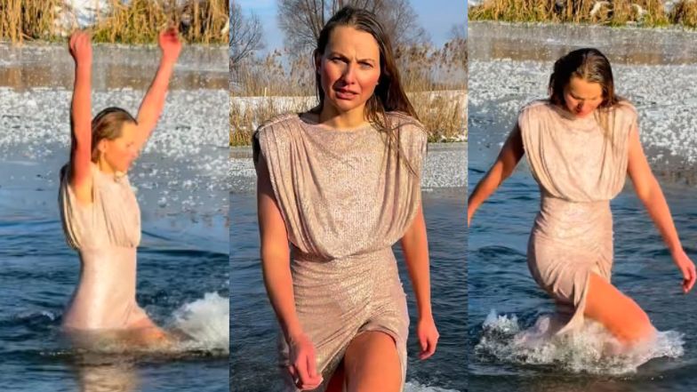 Joanna Moro weszła do lodowatej wody w sukni balowej. "Nie gram tu odwagi". Przesada? (ZDJĘCIA)