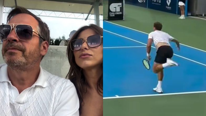 Paweł Deląg wyskoczył z młodszą o 20 lat UKOCHANĄ na mecz tenisa