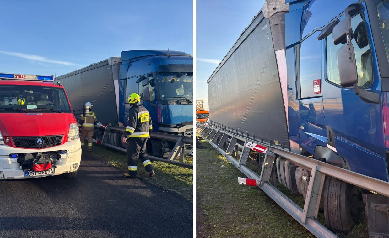 Wypadek na A1. Kierowca ciężarówki zasłabł za kierownicą