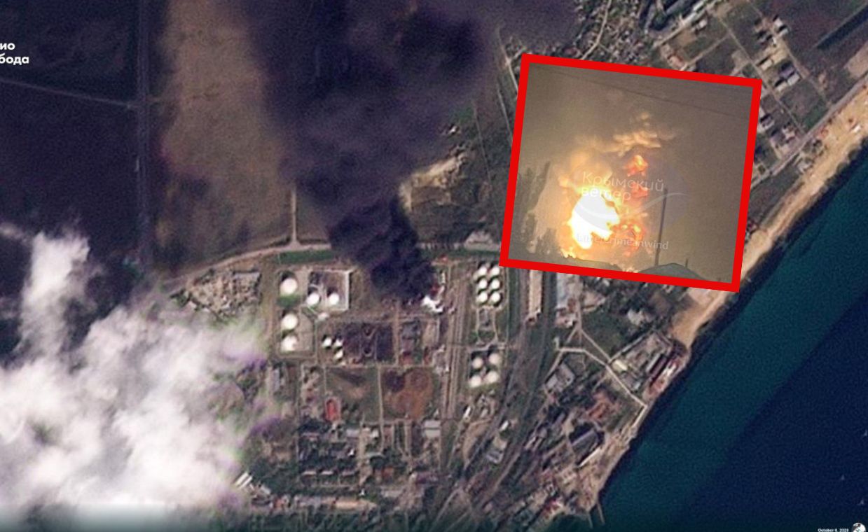 Ukraińskie drony uderzają na Krymie. Pożar trwa, władze nie reagują