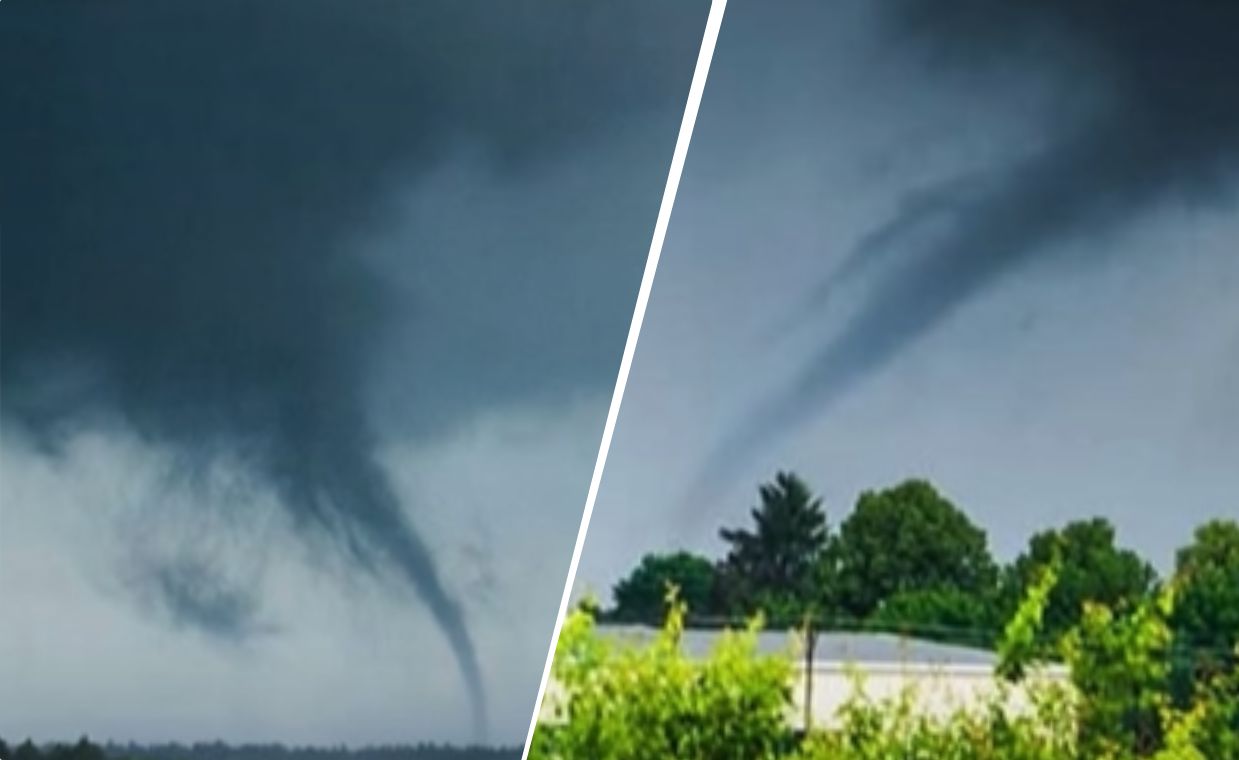 Trąba powietrzna w Wielkopolsce. Dwa leje pojawiły się na niebie