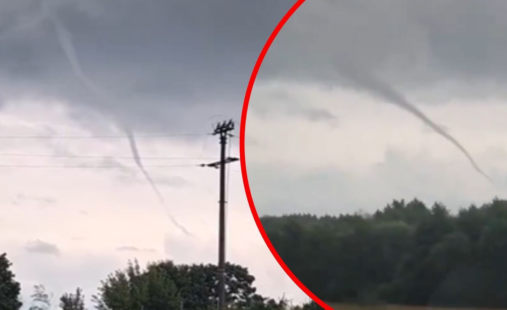 Trąba powietrzna w rejonie Górzna. Zjawisko uchwycono na nagraniach