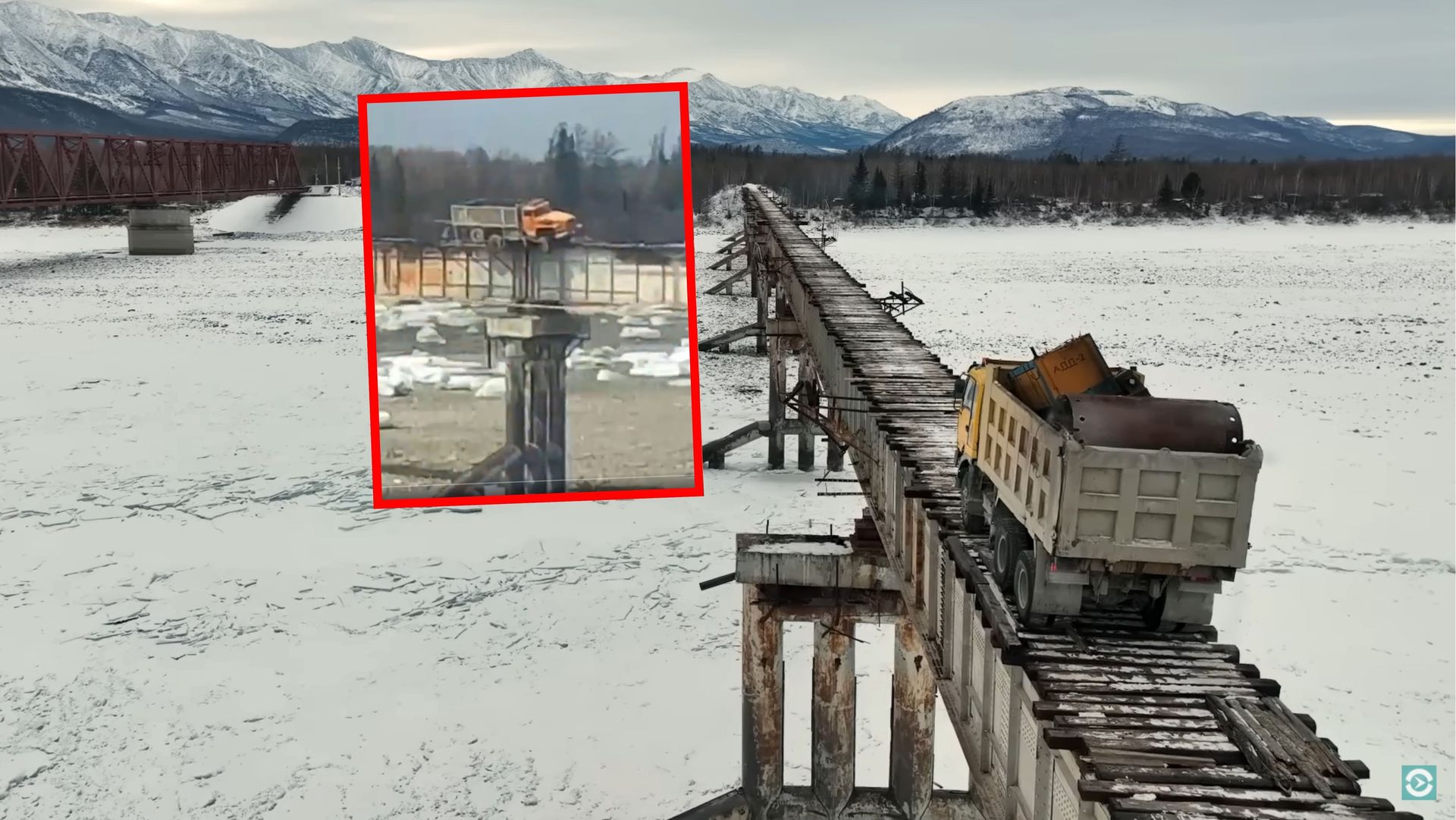 Rosja. Ciężarówka zawisła na najniebezpieczniejszym moście