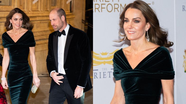 Elegancka Księżna Kate w towarzystwie księcia Williama zmierza na galę Royal Variety Performance (ZDJĘCIA)