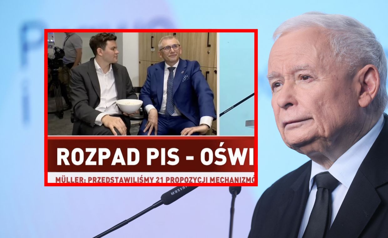 Absurd w TVP. Politycy z popcornem w trakcie oświadczenia Kaczyńskiego