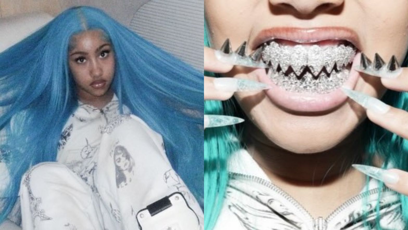 12-letnia North West w niebieskich włosach świeci grillem na zębach. "SMUTNE. To przecież jeszcze dziecko" (FOTO)