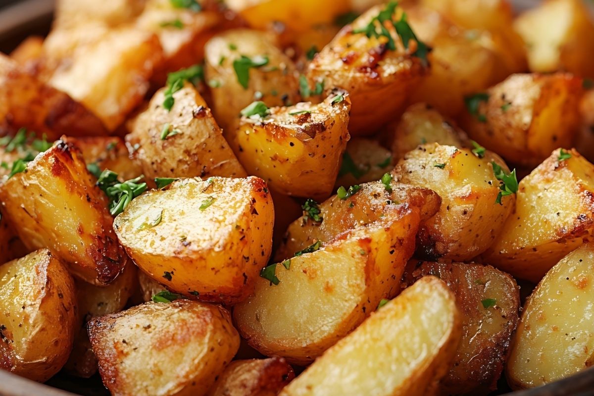 Dokładnie obtaczam w niej ziemniaki. Po upieczeniu mają chrupiącą, rumianą skórkę i kremowy środek