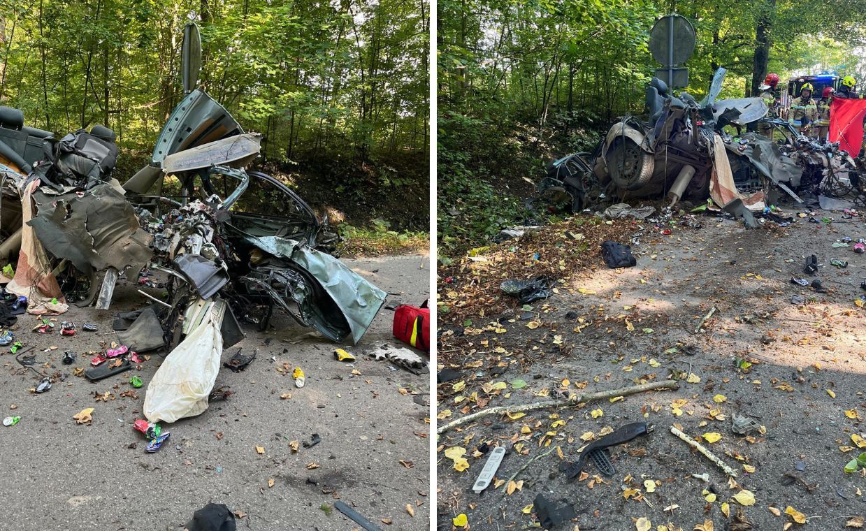 Tragedia pod Bartoszycami. Roztrzaskane audi, nie żyje 27-latek