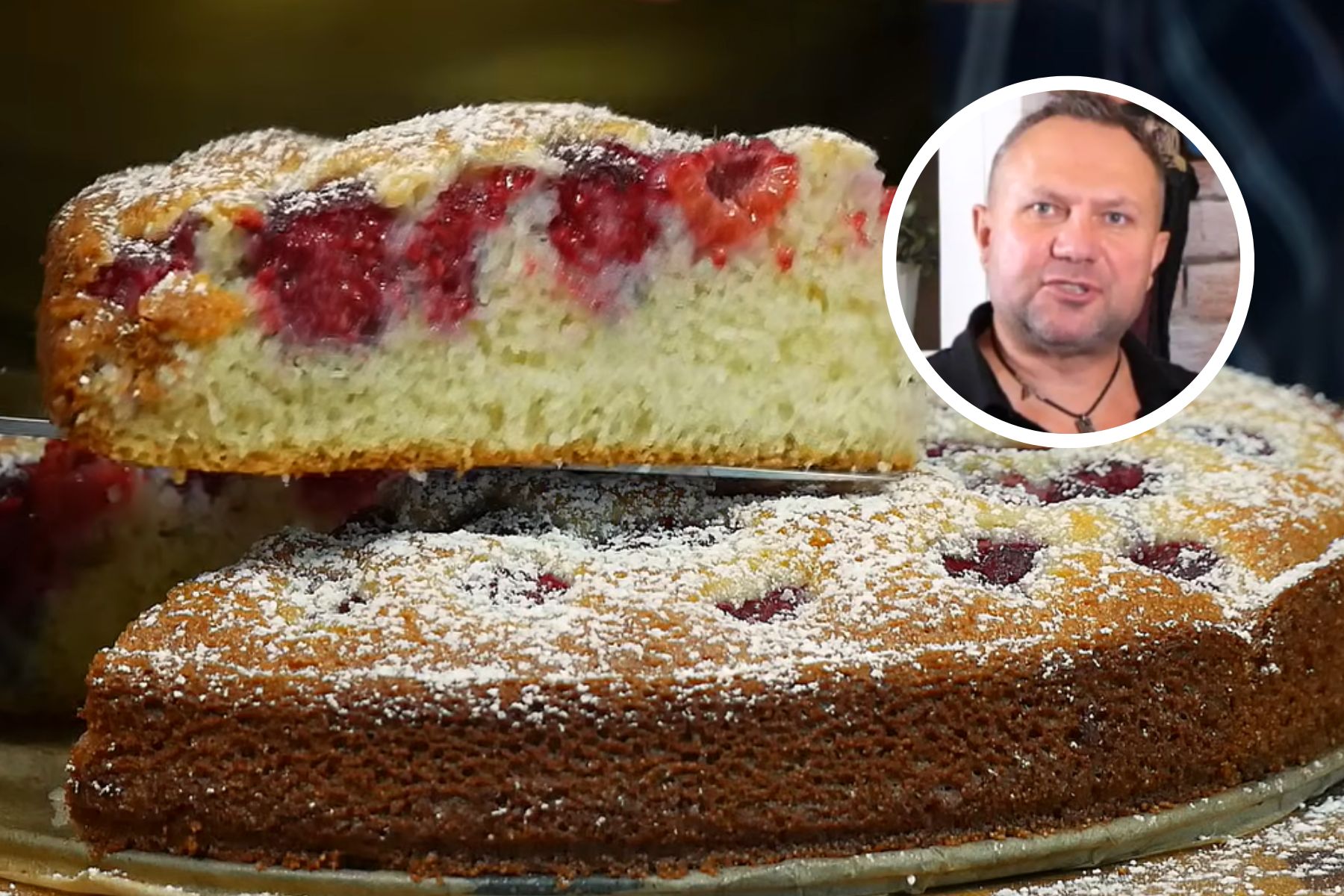 Puszyste ciasto z malinami. Z przepisu Strzelczyka zawsze się udaje