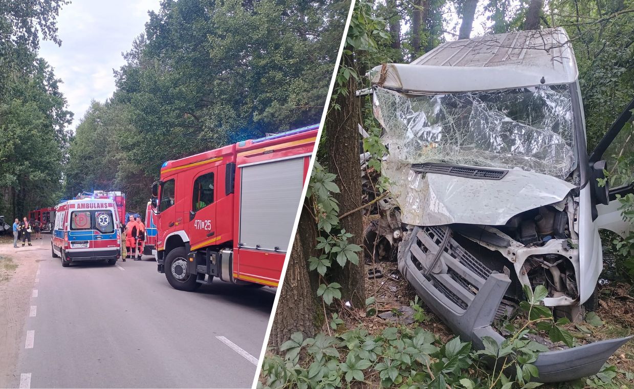 Dziewięć osób rannych po wypadku. Bus zderzył się z ciągnikiem