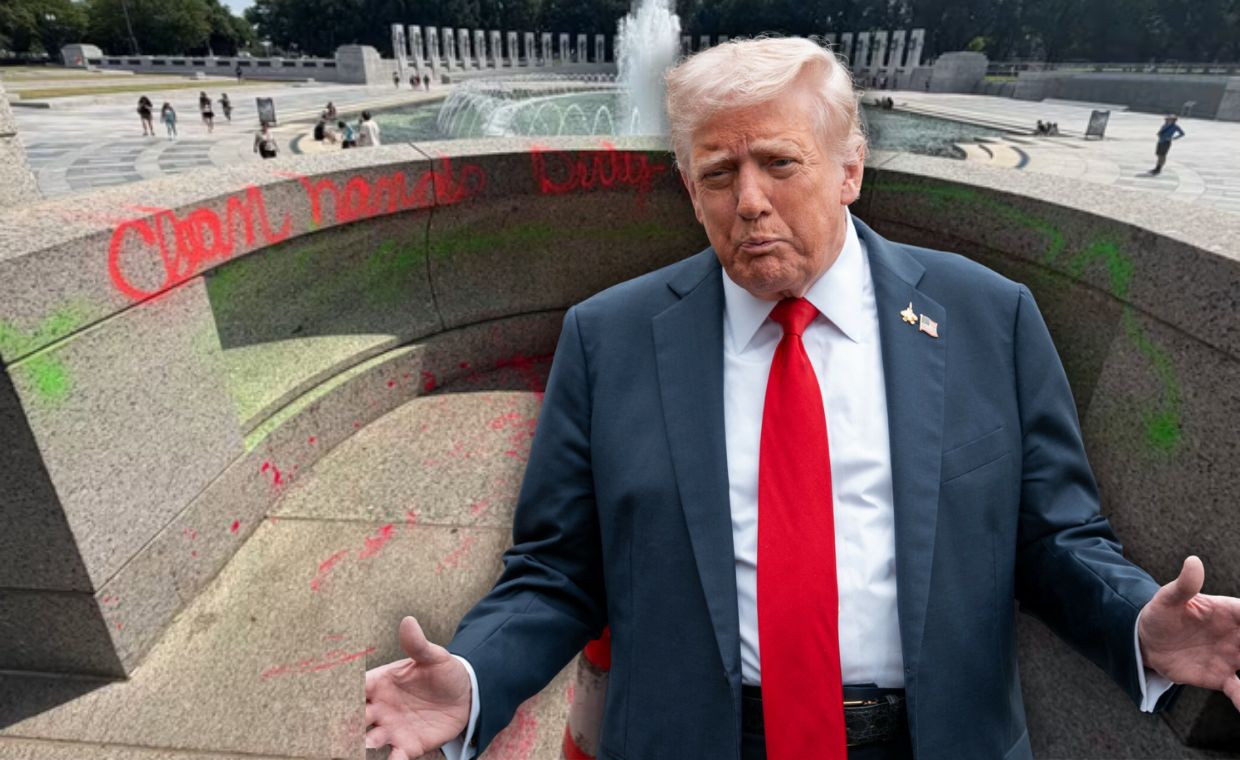 Mydło i spray na pomniku II wojny. Trump pisze o "zwierzętach"