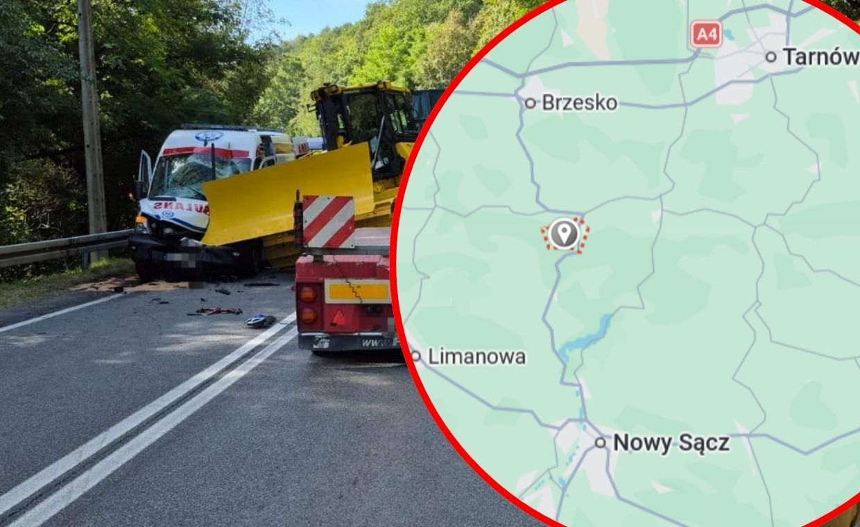 Zderzenie karetki z lawetą. Ranni ratownicy i pacjent