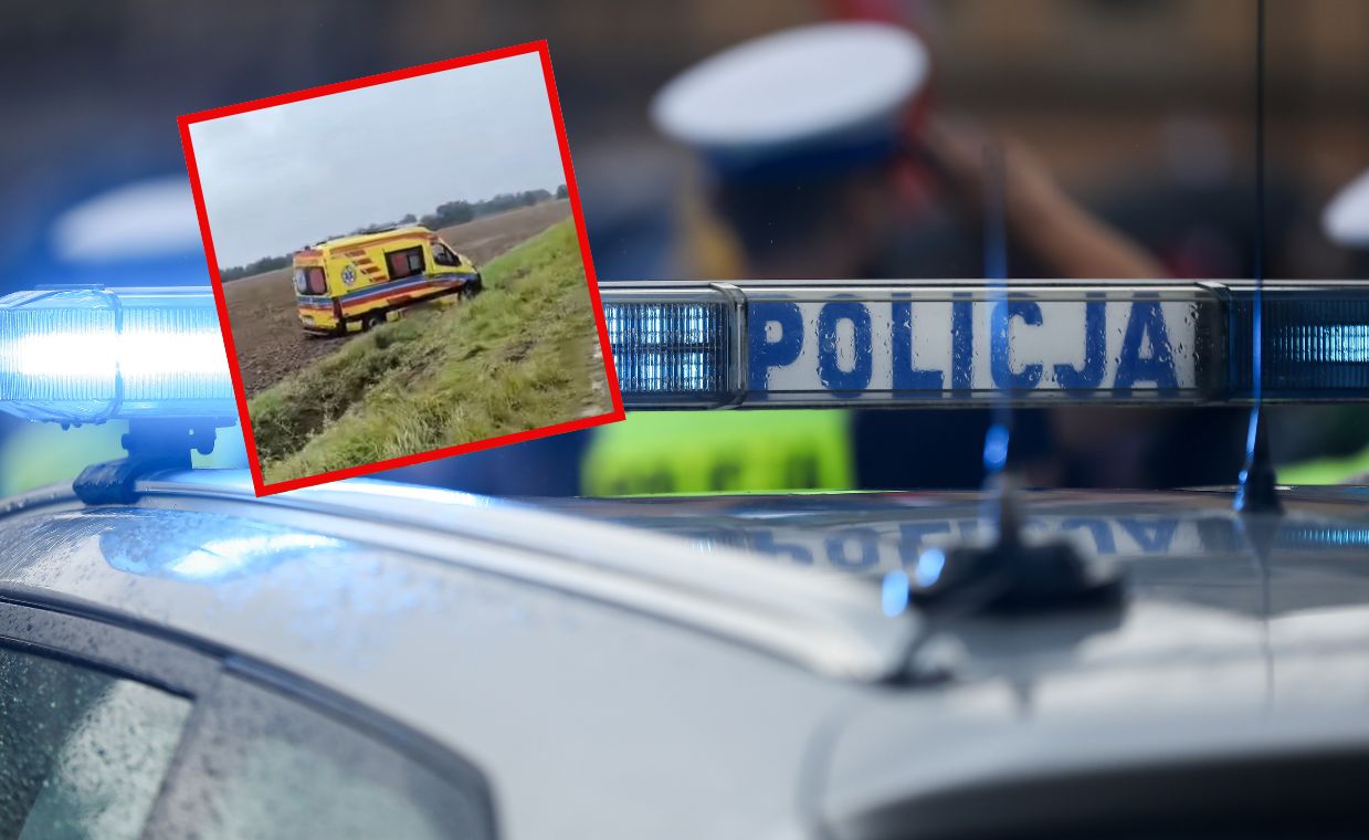 Karetka dachowała na śliskiej drodze. Dwaj ratownicy w szpitalu