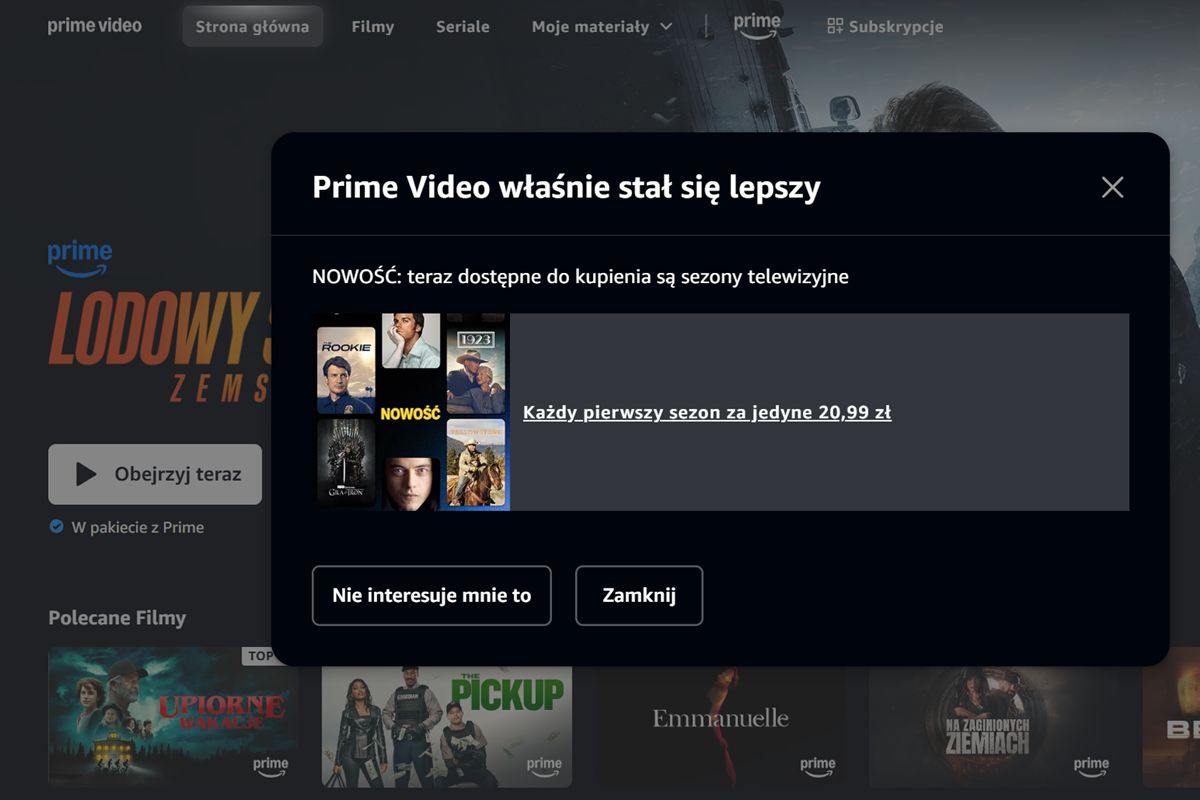 Nowa oferta Prime Video w Polsce. Osobne subskrypcje do seriali i sportu