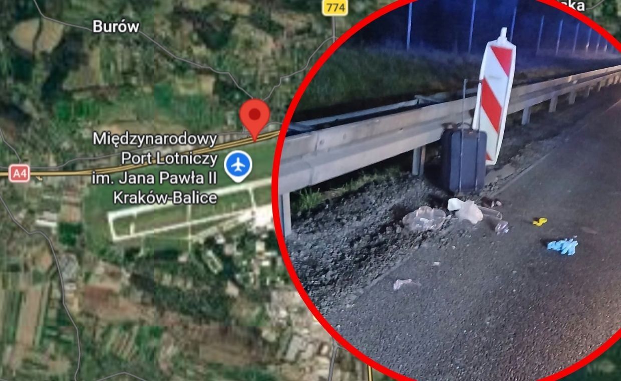 Pieszy potrącony na autostradzie. Przy mężczyźnie znaleziono walizkę