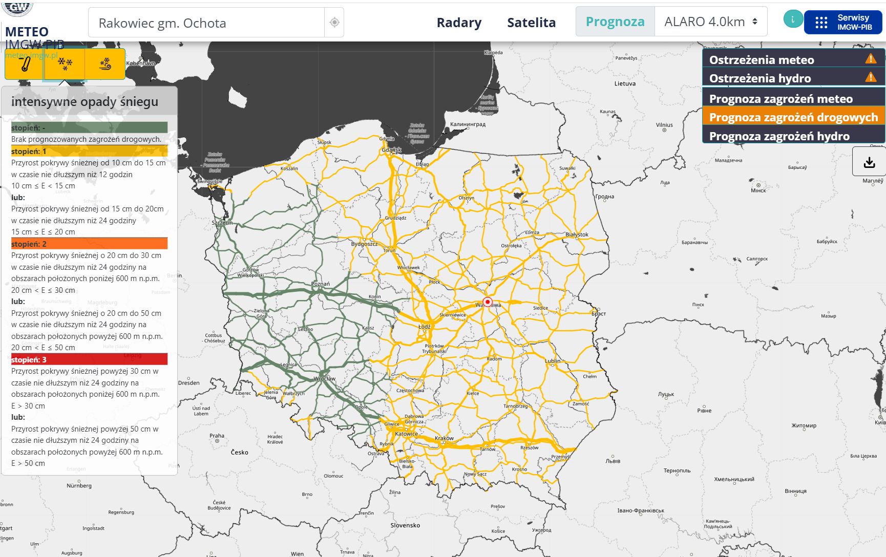 Gdzie pada śnieg? Sprawdź radar opadów