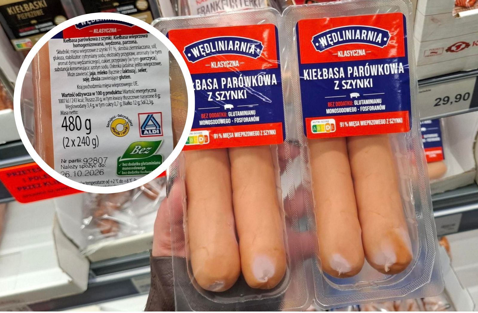 Kiełbasa parówkowa z marketu zwykle odstrasza składem. Ta z Aldi to rzadki wyjątek