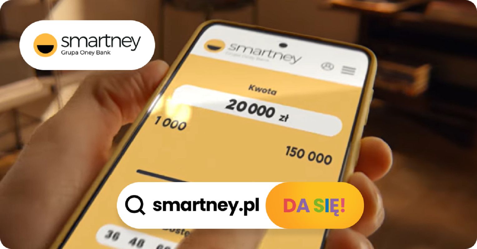 Smartney promuje się w telewizji hasłem "Pożyczka w jednym palcu"