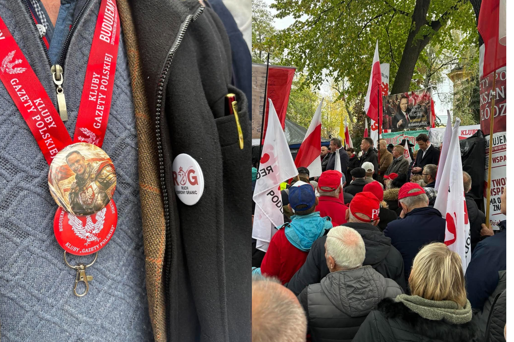 Karol Nawrocki jak rycerz, krzyż i różaniec. O co chodzi ludziom stojącym pod Trybunałem Konstytucyjnym?