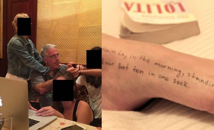 Ujawniono kolejne SZOKUJĄCE fotografie z "aktów Epsteina". Pedofil pisał na ciałach młodych kobiet cytaty z "Lolity" (ZDJĘCIA)