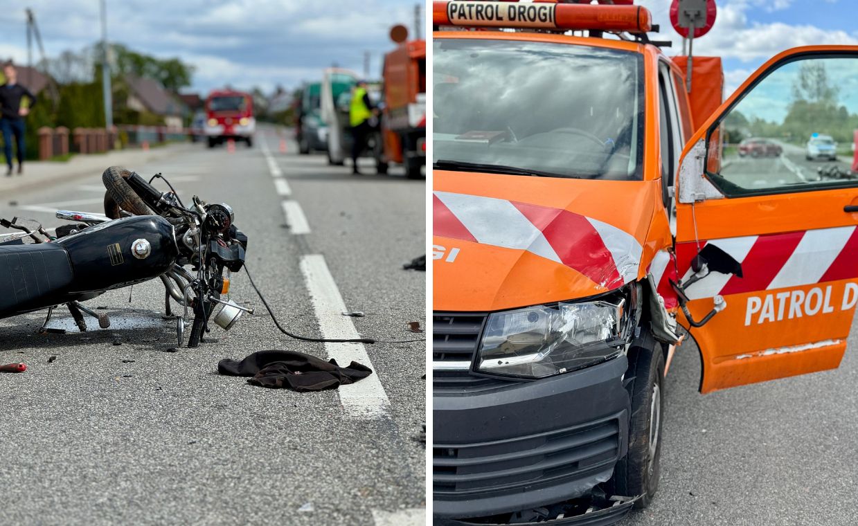 Motocyklista nie żyje. Droga zablokowana po wypadku
