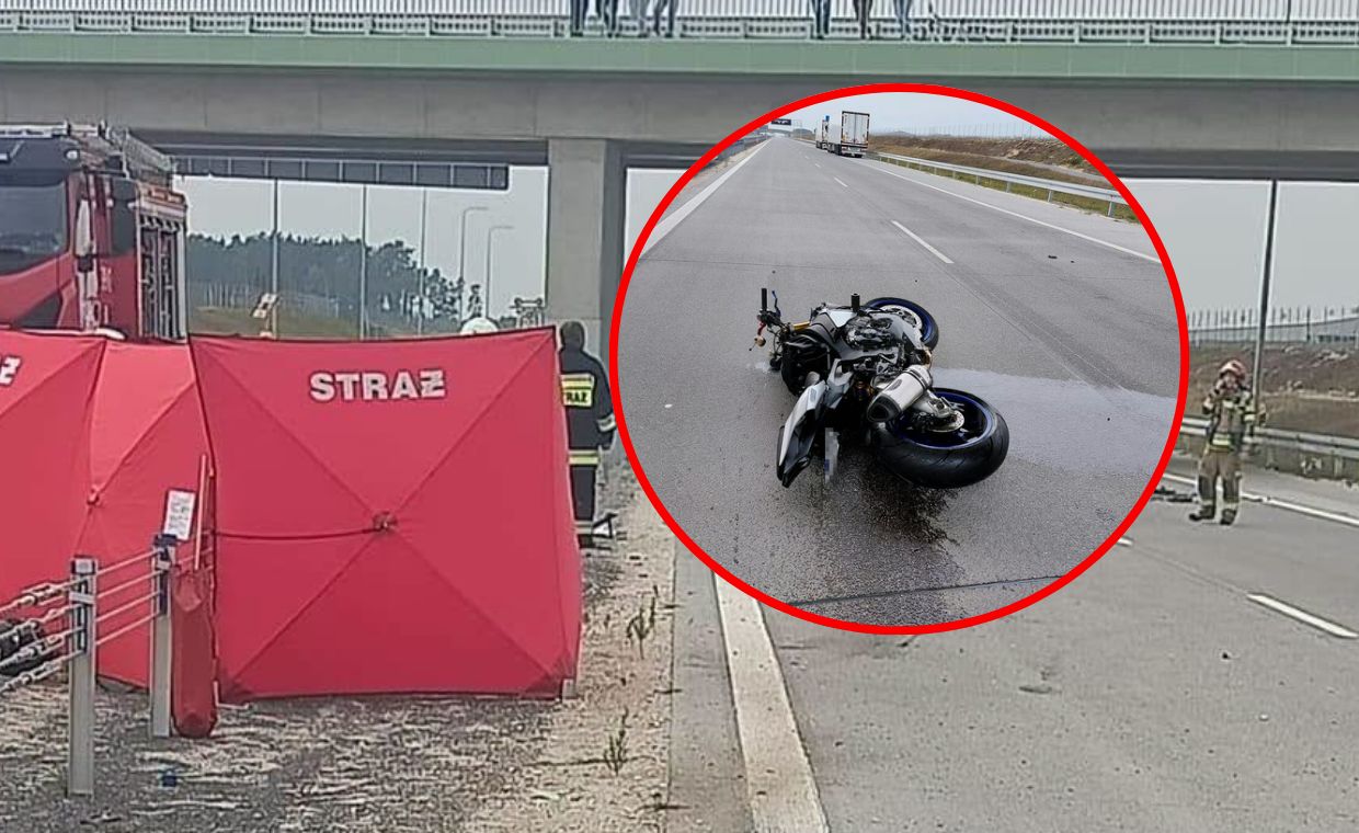 Tragedia na A2. Motocyklista wbił się w tira i zginął