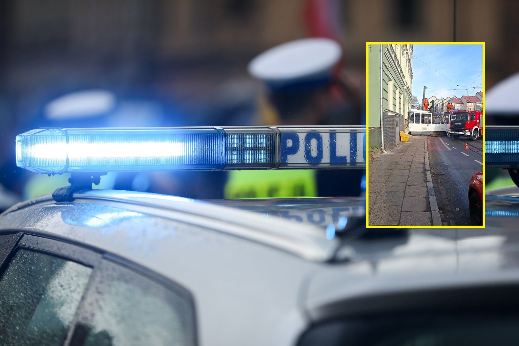 Szczecin: tramwaj wypadł z szyn i uderzył w kamienicę. Trzy osoby poszkodowane