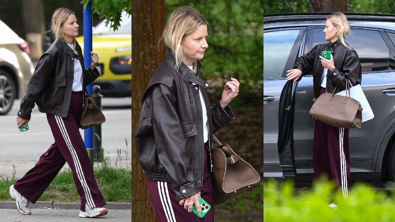 Naturalna Małgorzata Kożuchowska w dresie zmierza do wartego KILKASET TYSIĘCY Porsche z torebką za 20 TYSIĘCY (ZDJĘCIA)