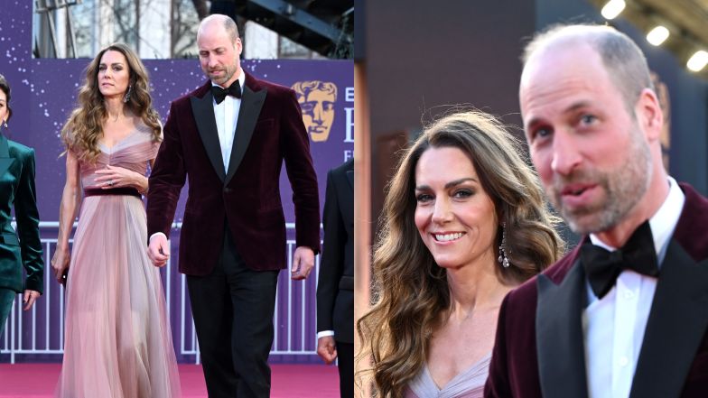 Kate Middleton ZACHWYCA na BAFTA 2026 w sukni w kolorze pudrowego różu u boku Williama. Klasa? (ZDJĘCIA)