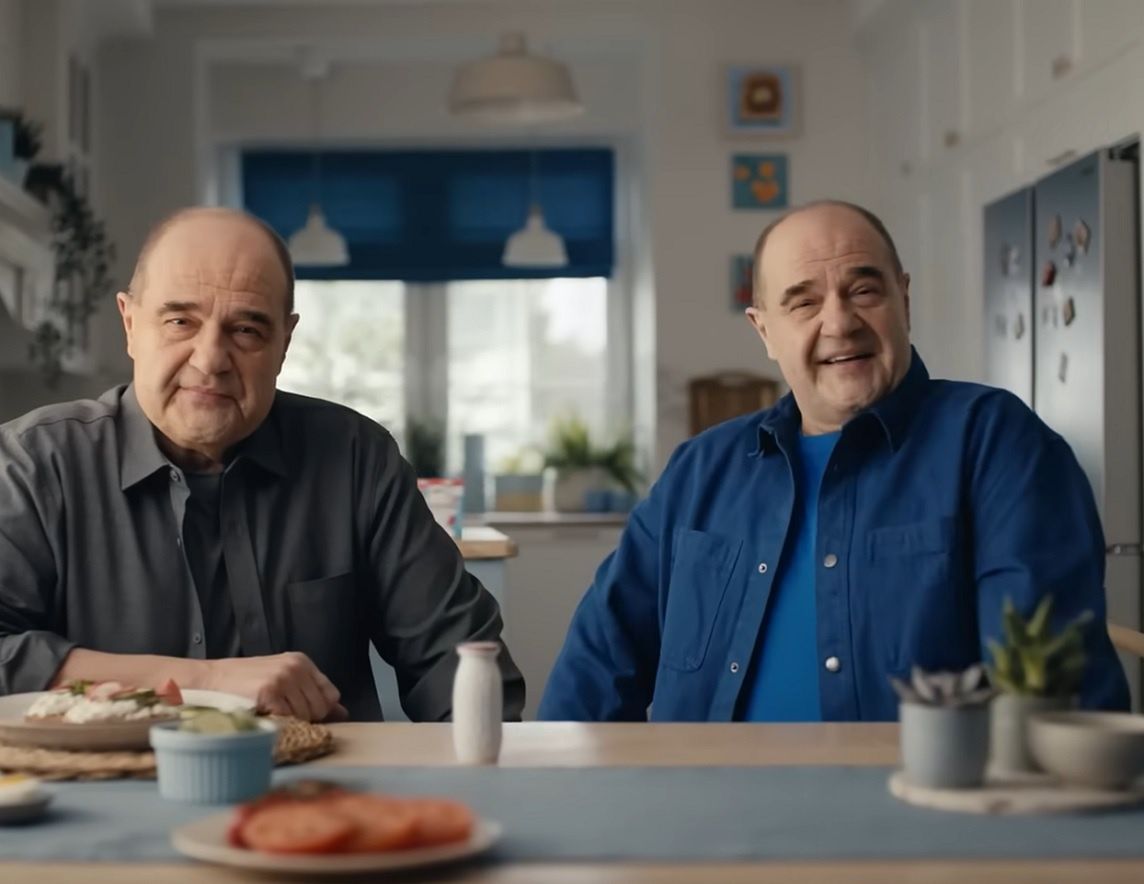 Podwójny Cezary Żak reklamuje Actimel