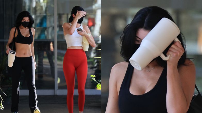 Kylie Jenner prezentuje płaski brzuch po zajęciach pilatesu i razem z Kendall zasłania się przed obiektywami paparazzi